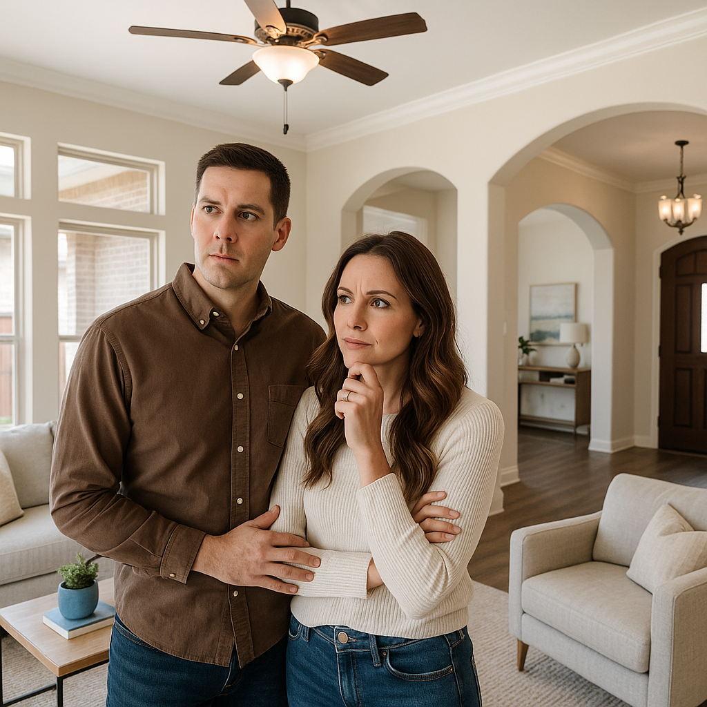 Real estate agent discussing pricing strategy with sellers at Amarillo home