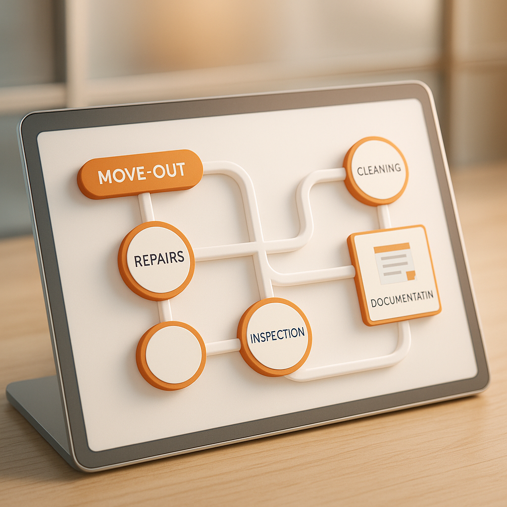 Abstract visualization of the tenant move-out process
