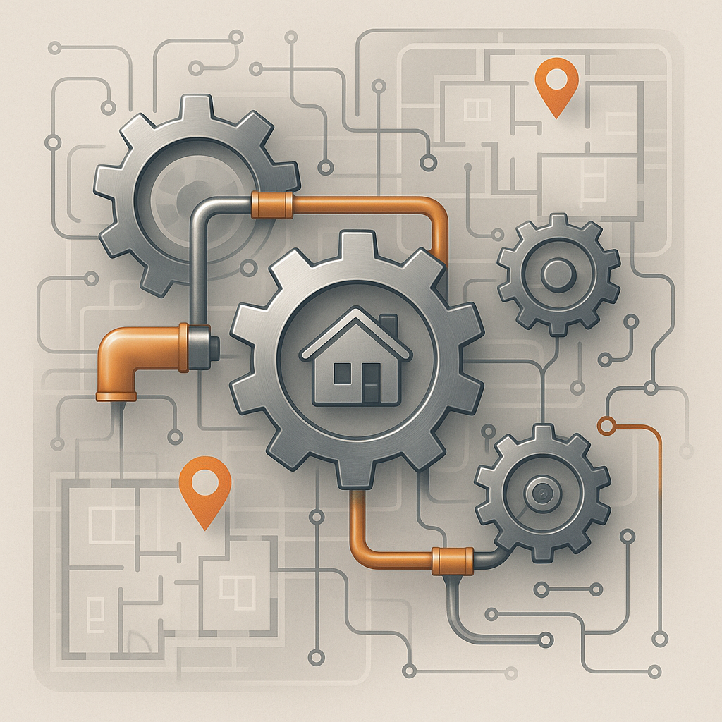 Conceptual visualization of remote property management system