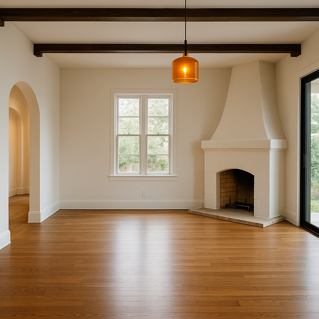 Modern interior space inspired by early 20th-century architectural styles