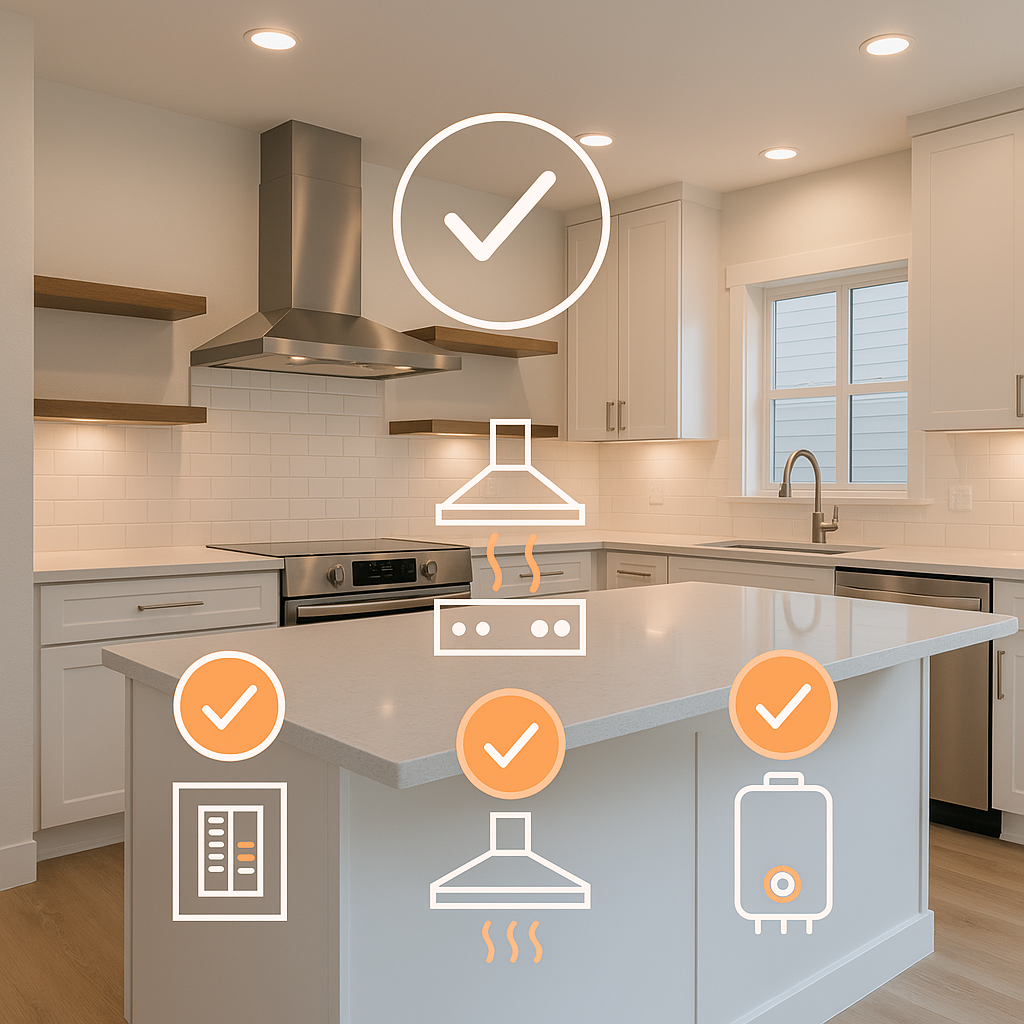 Modern kitchen interior emphasizing system compliance and readiness