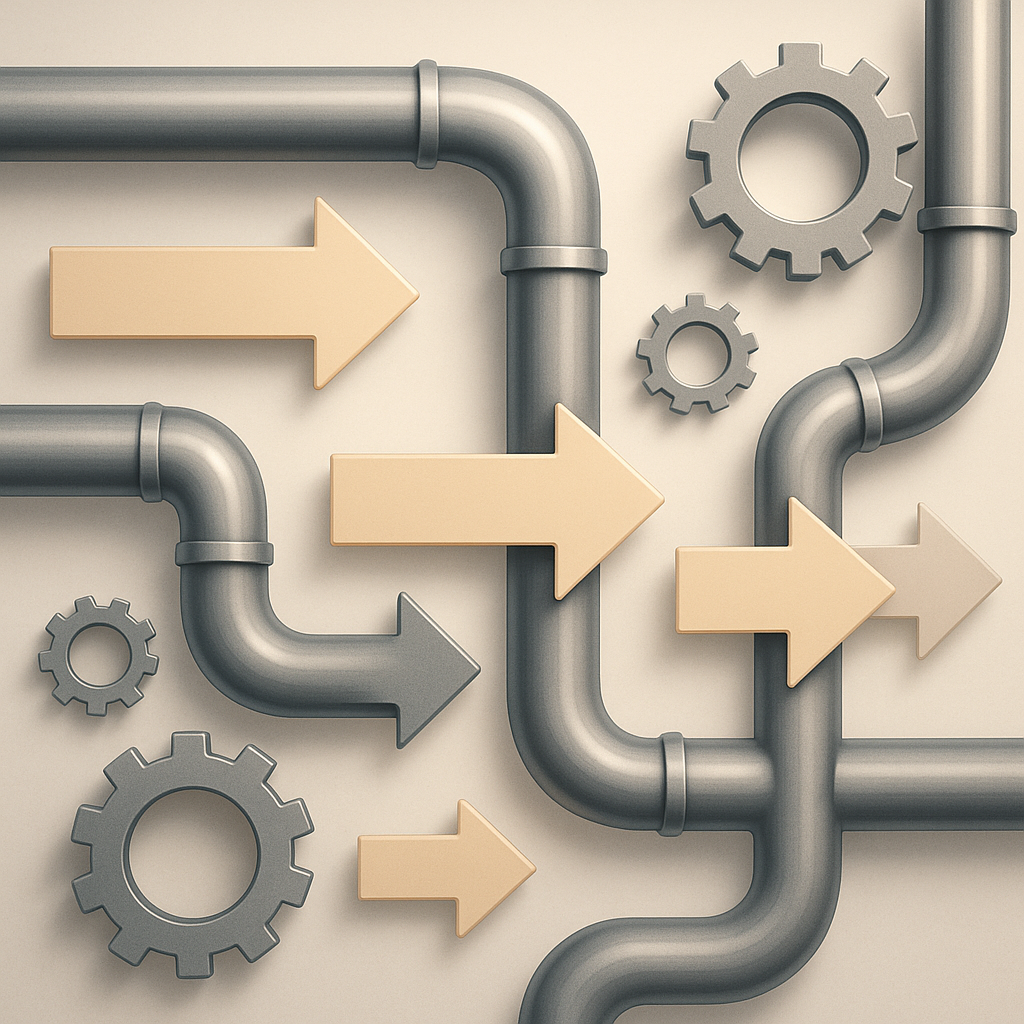 Modern pipeline graphic symbolizing negotiation and price adjustments