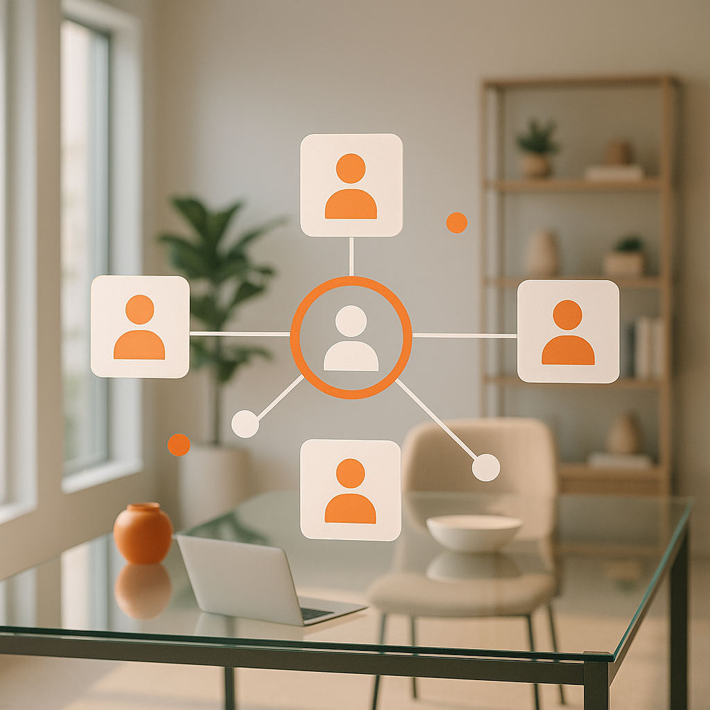 Modern office environment symbolizing community connections and referrals