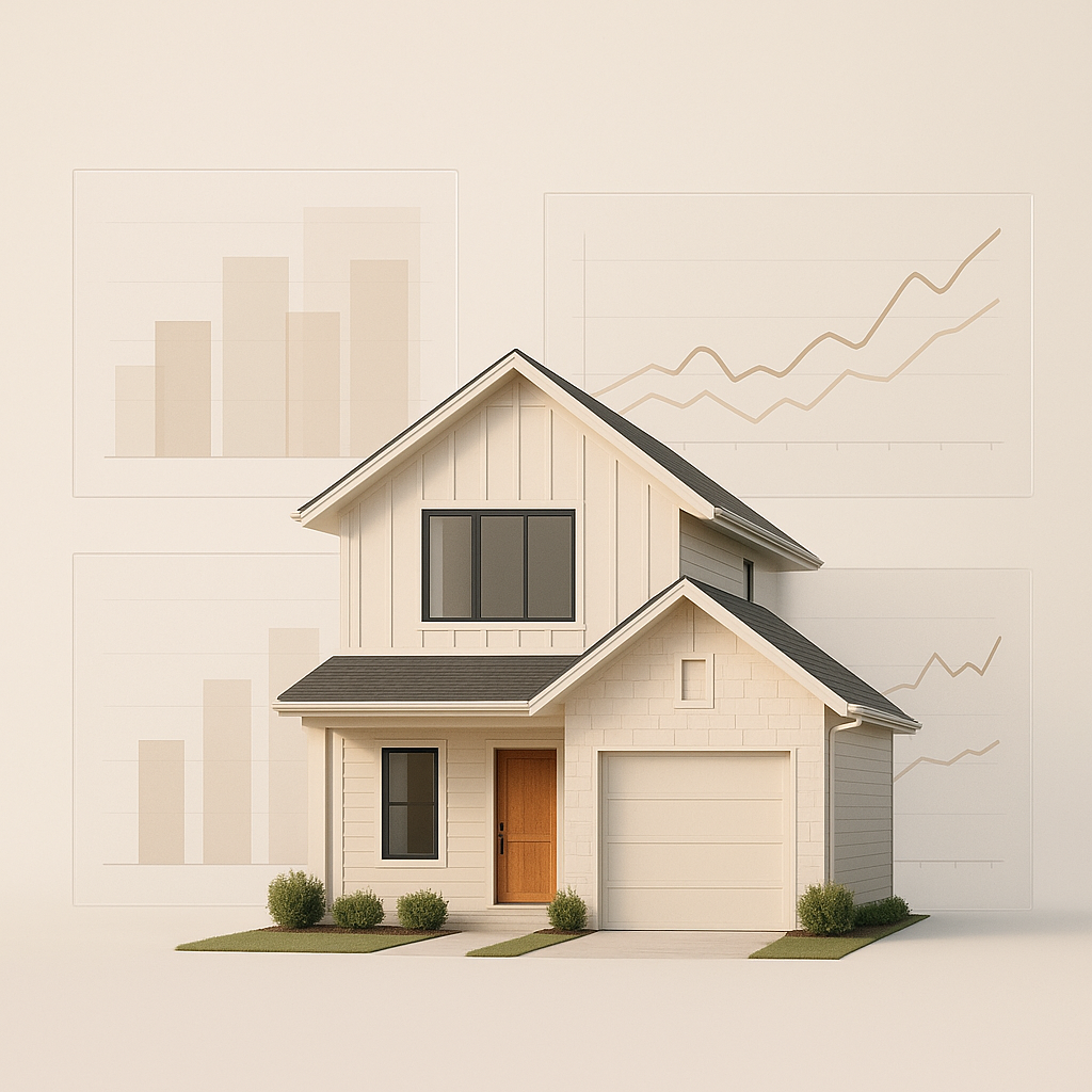 Modern home visualization with price trend graphs
