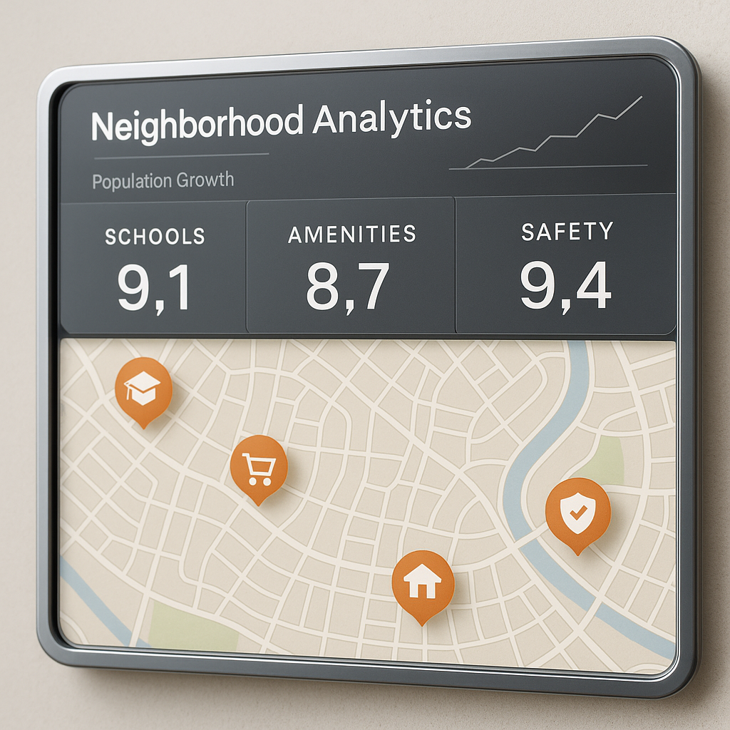 Digital map highlighting schools and amenities in Sleepy Hollow