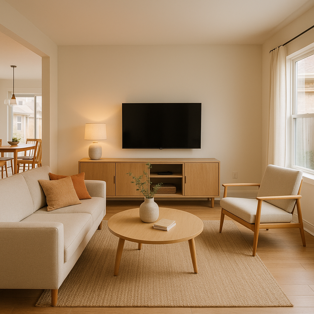 Modern rental property interior with quality management vibe