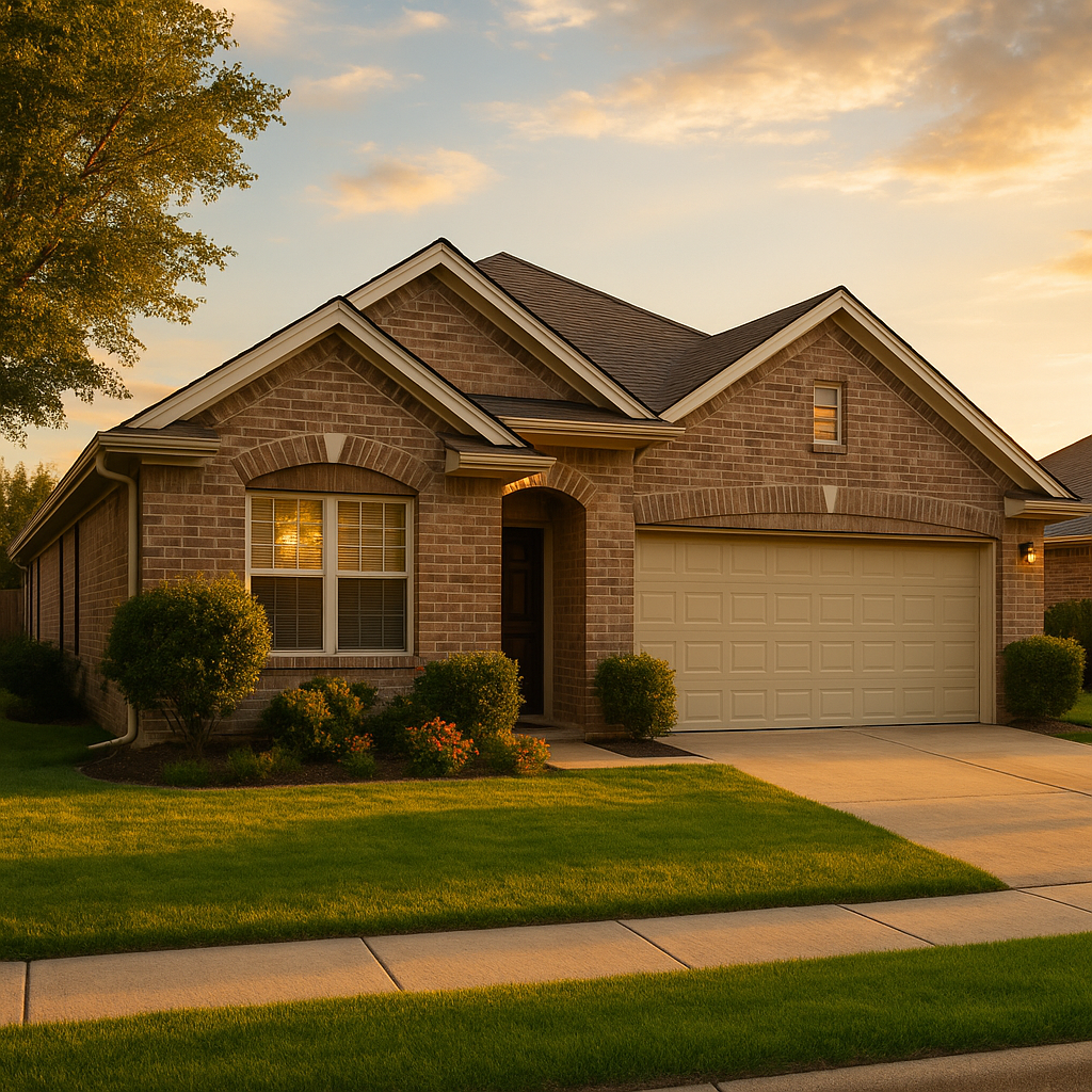 Residential rental property exterior at golden hour in the Texas Panhandle