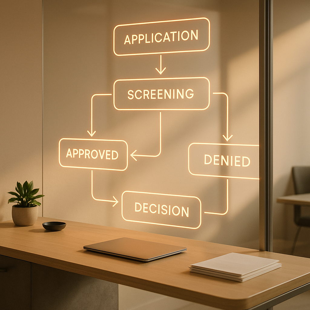 Modern office interior symbolizing tenant screening journey