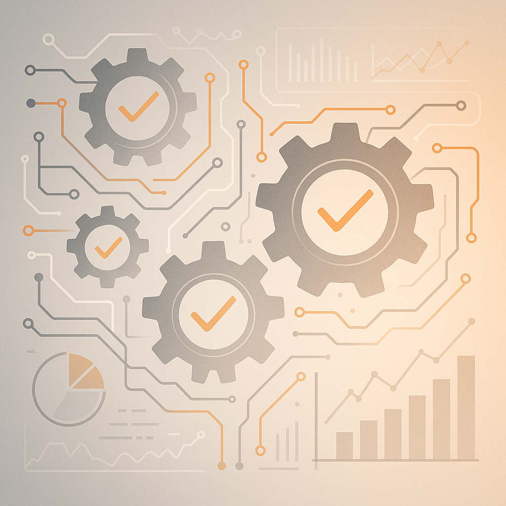 Abstract gears and lines representing screening standards
