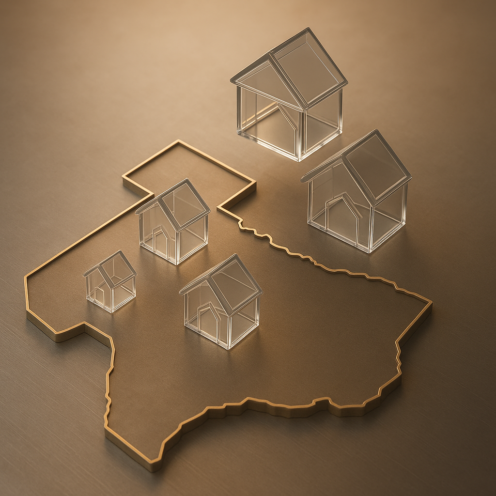 Interconnected real estate assets over Texas Panhandle map