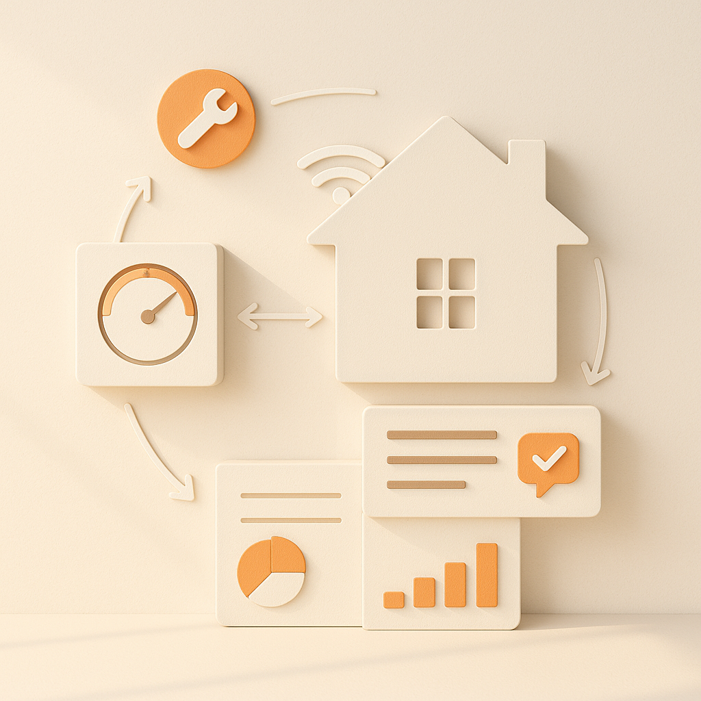 Abstract smart home ecosystem visualization