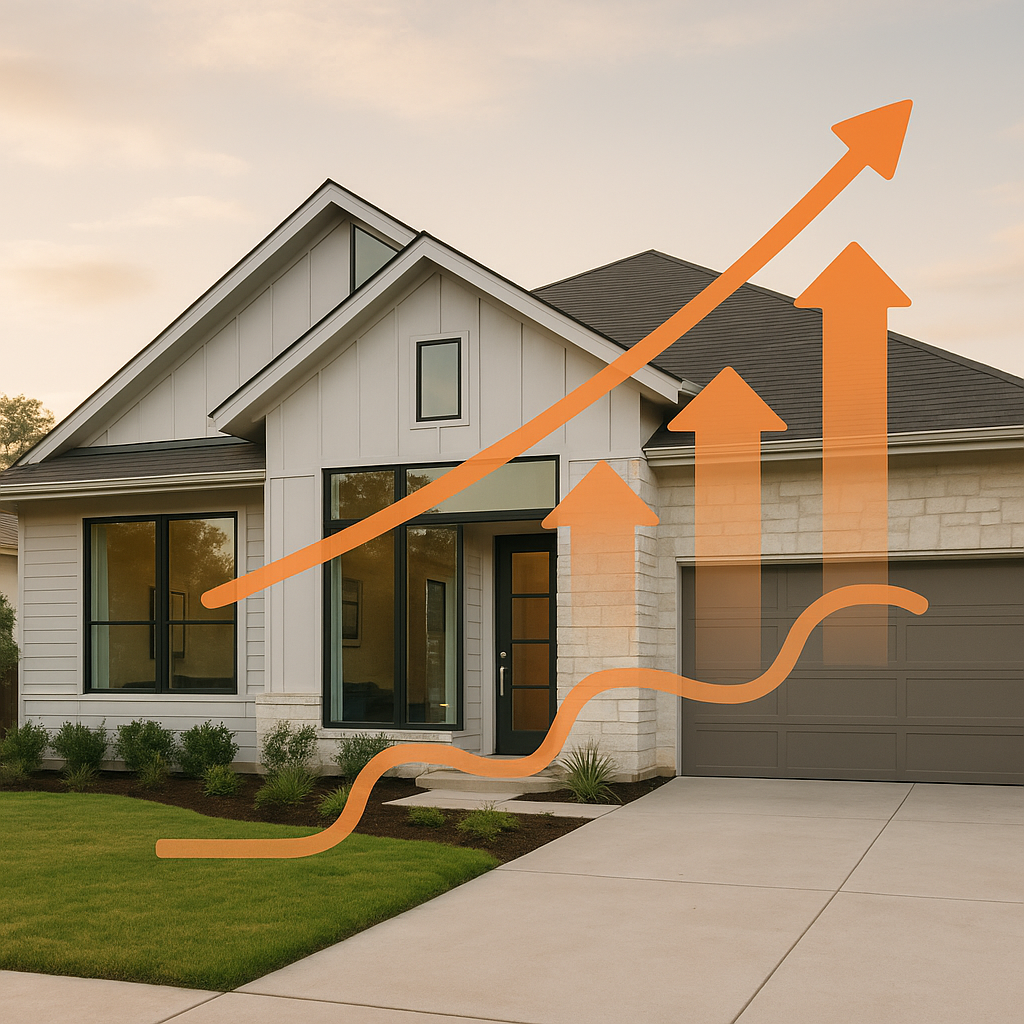 Modern residential property with graphical growth overlay