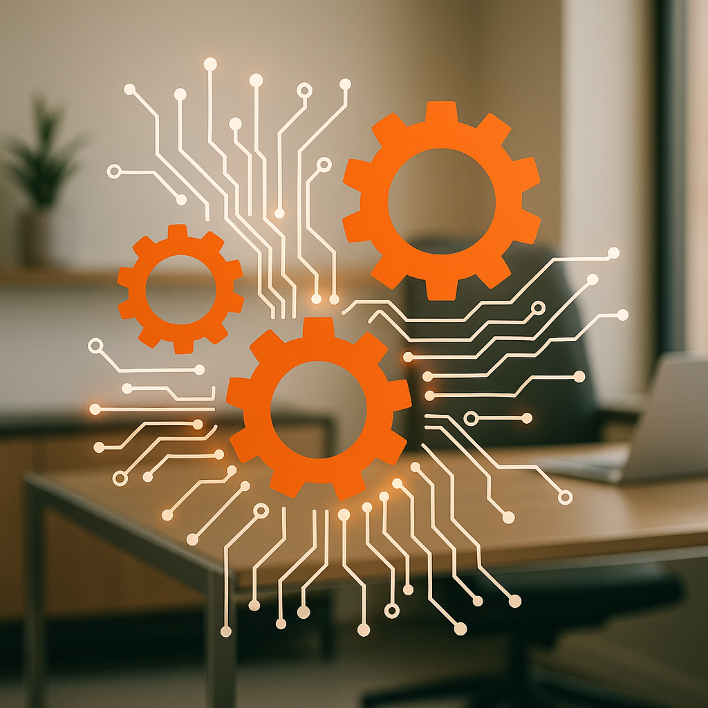 Abstract gears and circuits symbolizing dual investment strategies