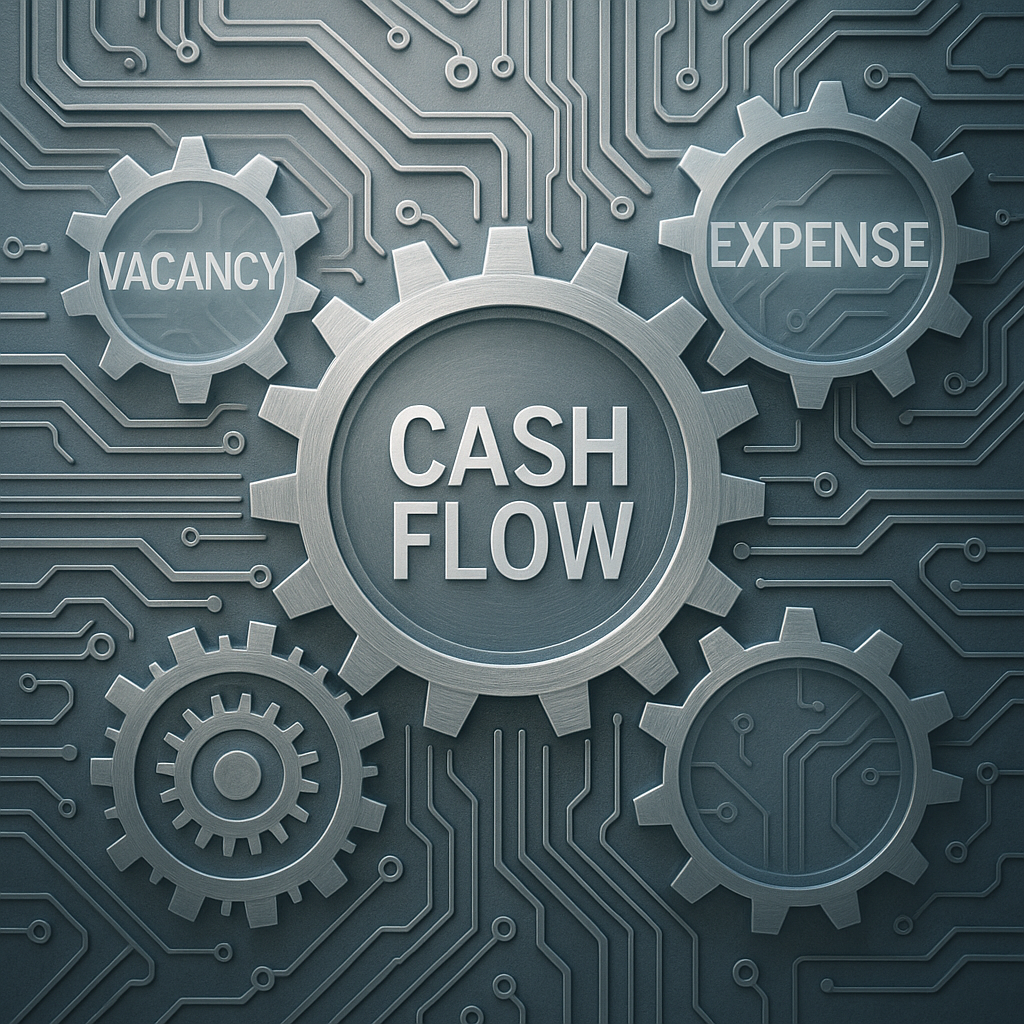 Interlocking gears symbolizing cash flow formula and investment strategy