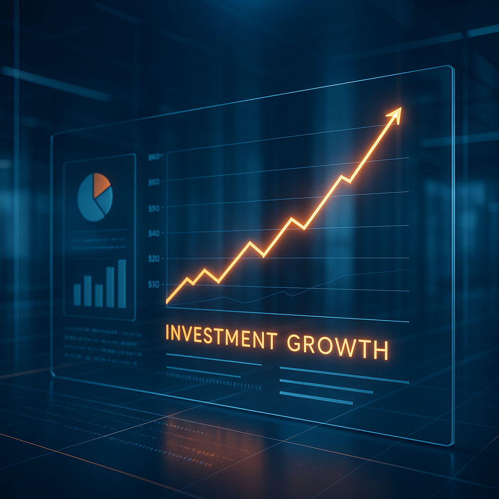 Digital interface showing abstract financial charts and data streams representing 1031 exchanges for residential investors in a sleek modern design