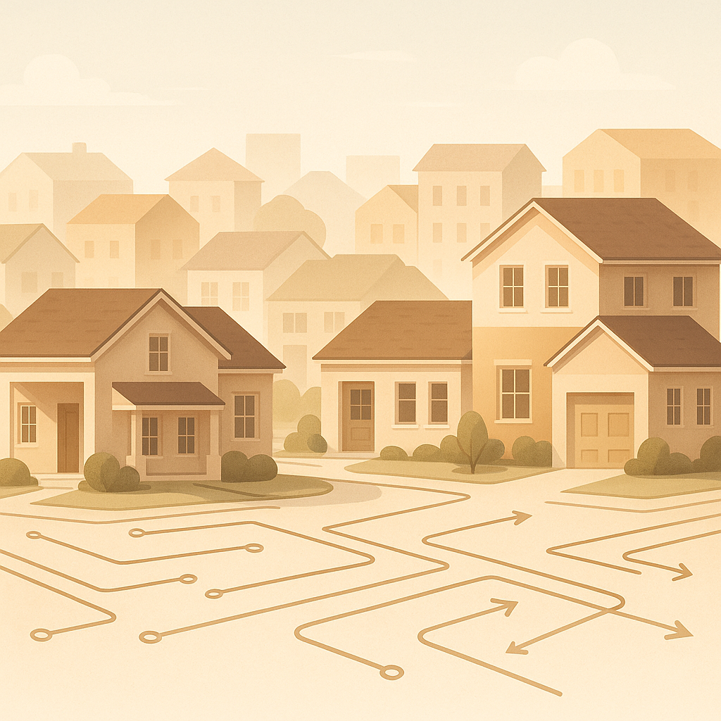 Architectural visualization of residential neighborhood showing tenant mobility and voucher portability