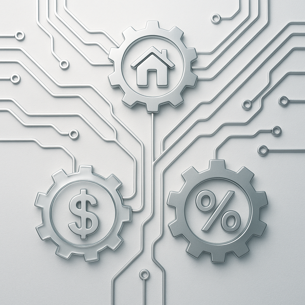 Conceptual image representing property management processes split between flat-fee and percentage models