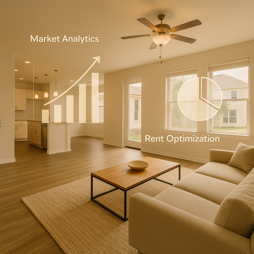 Immaculate rental property with market analytics and rent optimization graphs