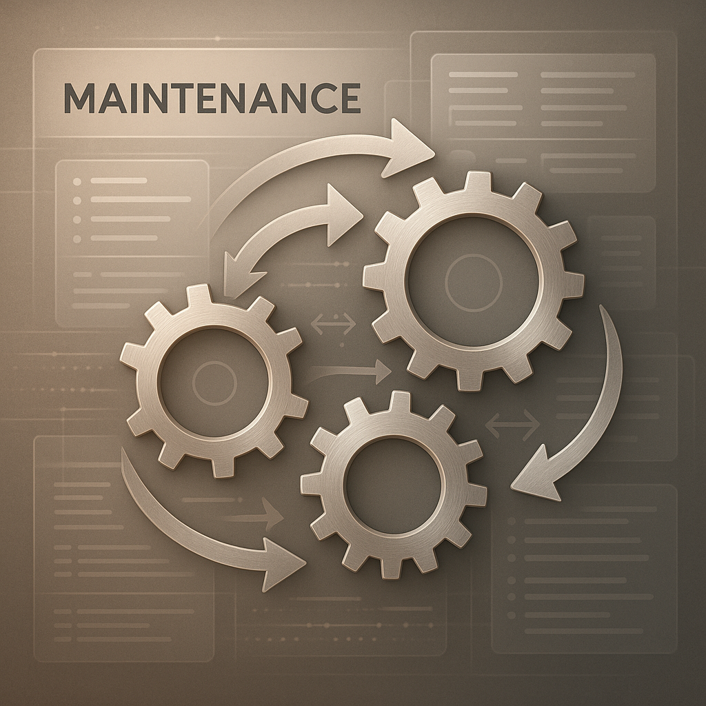 Conceptual visualization of maintenance protocols as interlocking gears
