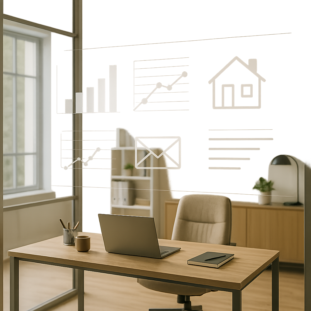 Modern property management office emphasizing transparency and communication