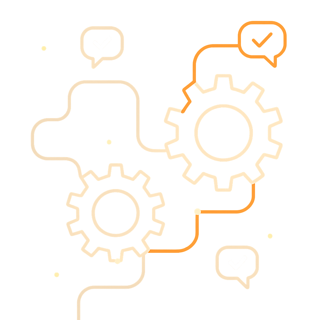 Abstract gears symbolizing tenant feedback and maintenance workflow