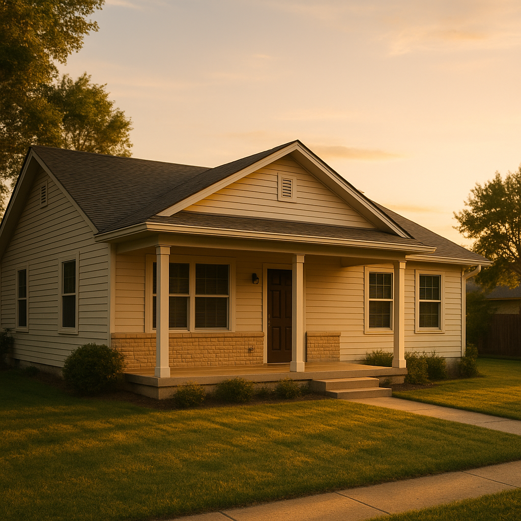 Texas Panhandle single-family home exterior at golden hour