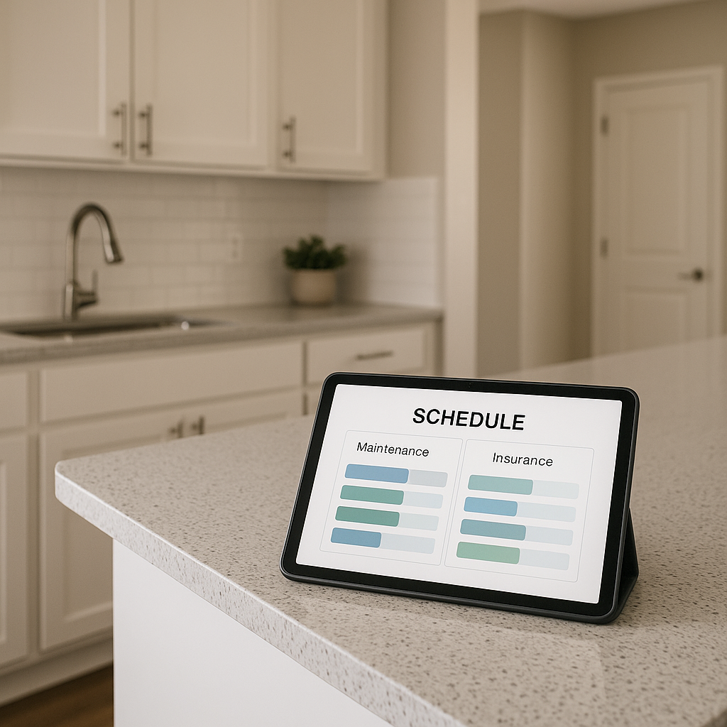 Property management workspace showing maintenance and insurance renewal planning