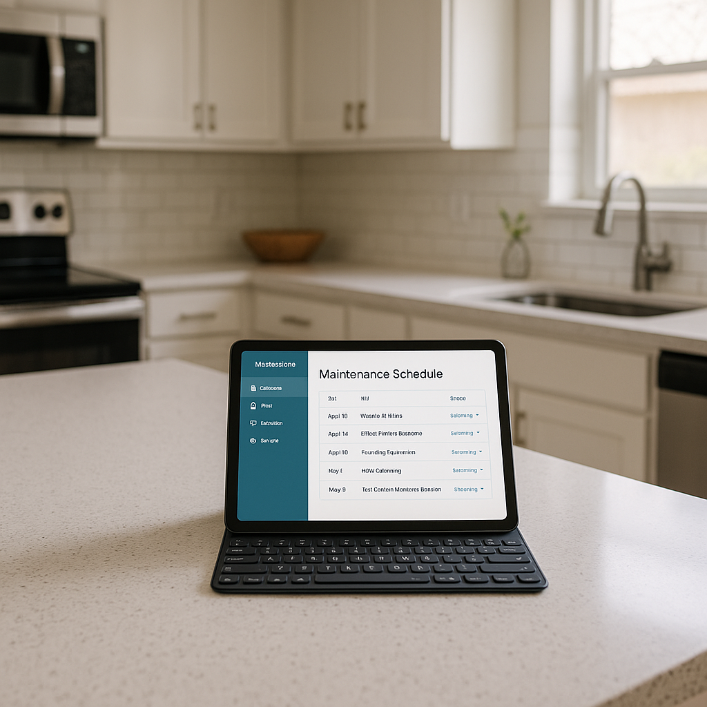 Tablet showing a maintenance schedule supporting consistent workflows