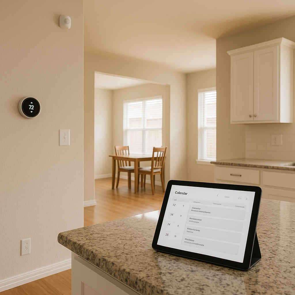 Sunlit home interior with smart tech and scheduled showings