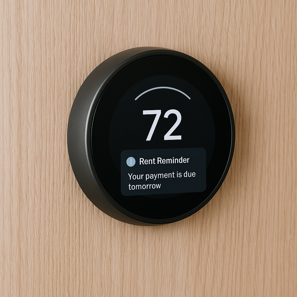 Smart thermostat and property management tech in a well-maintained rental home