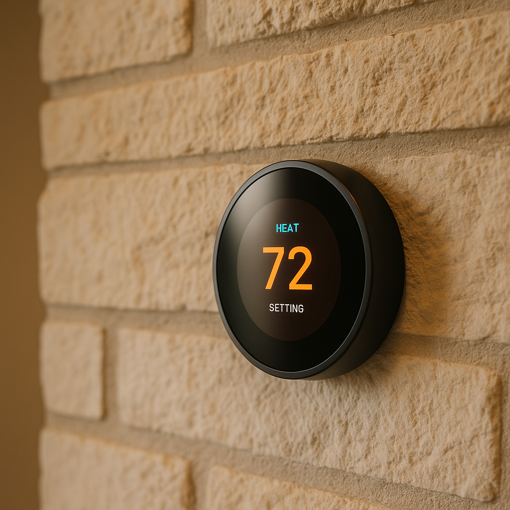 Smart thermostat detail in a modern Amarillo rental property