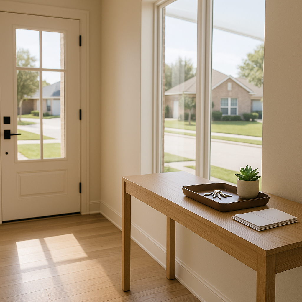 Sunlit interior entryway showing a tidy, ready-for-showings home