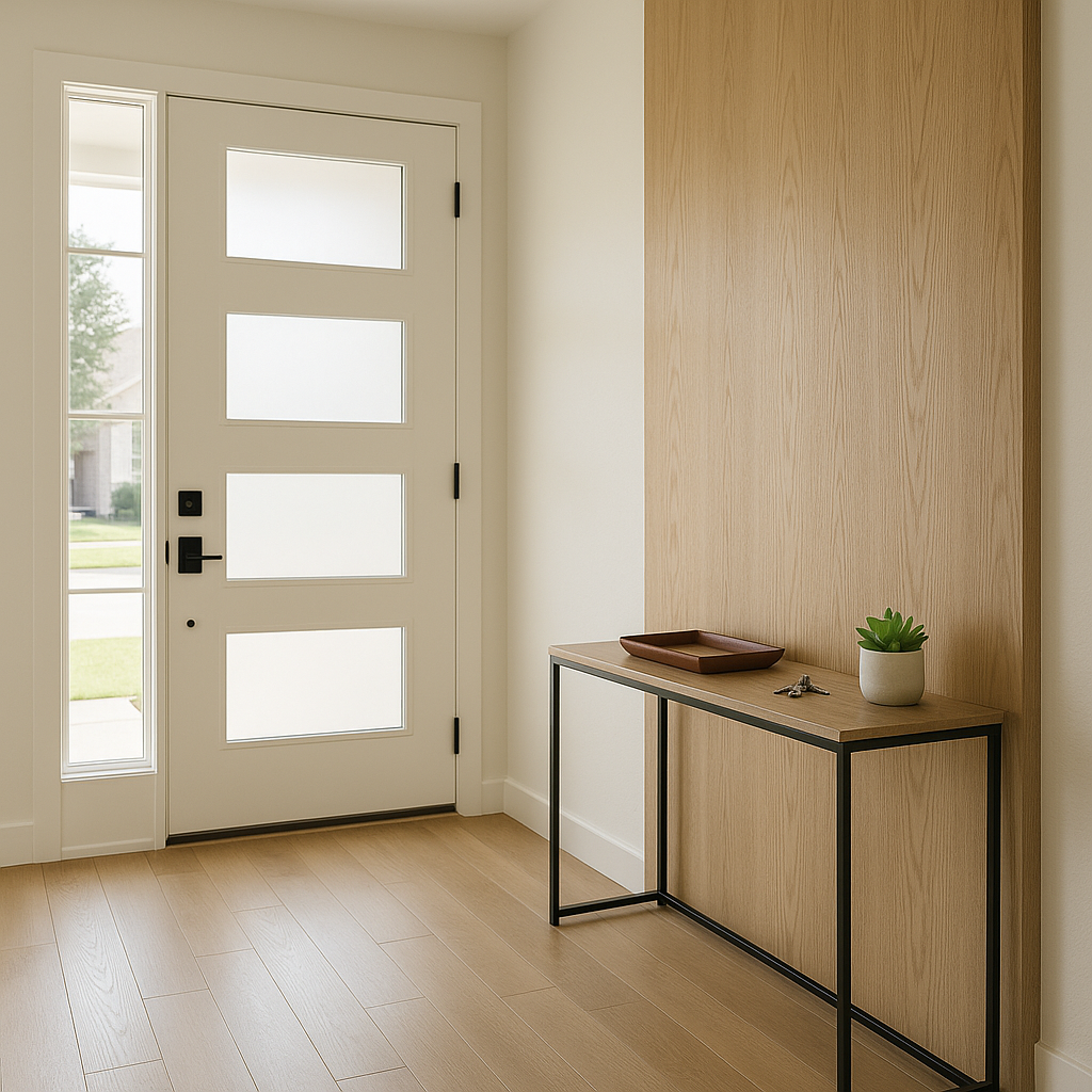 Minimalist home entryway suggesting a careful, inspection-ready walkthrough