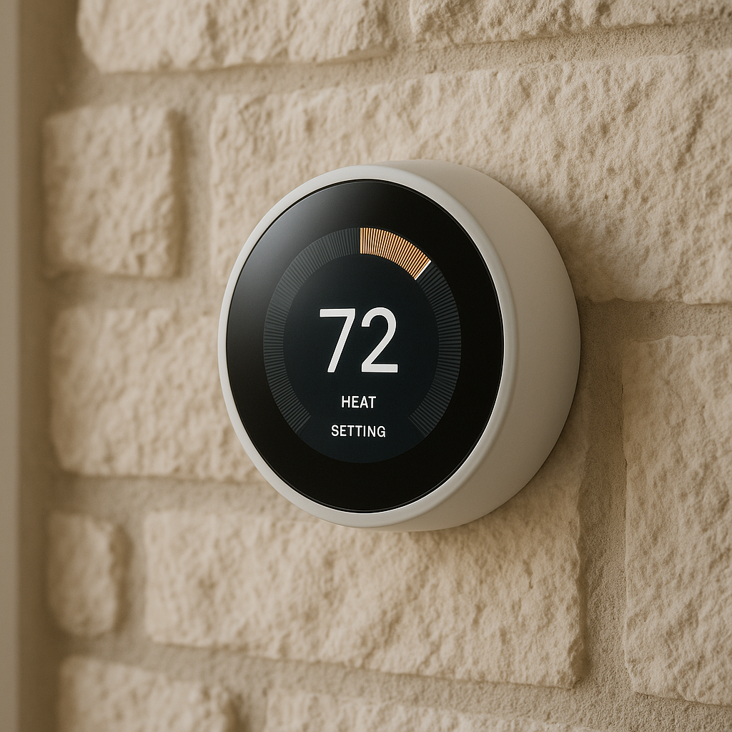 Smart-home thermostat in a modern Texas rental property