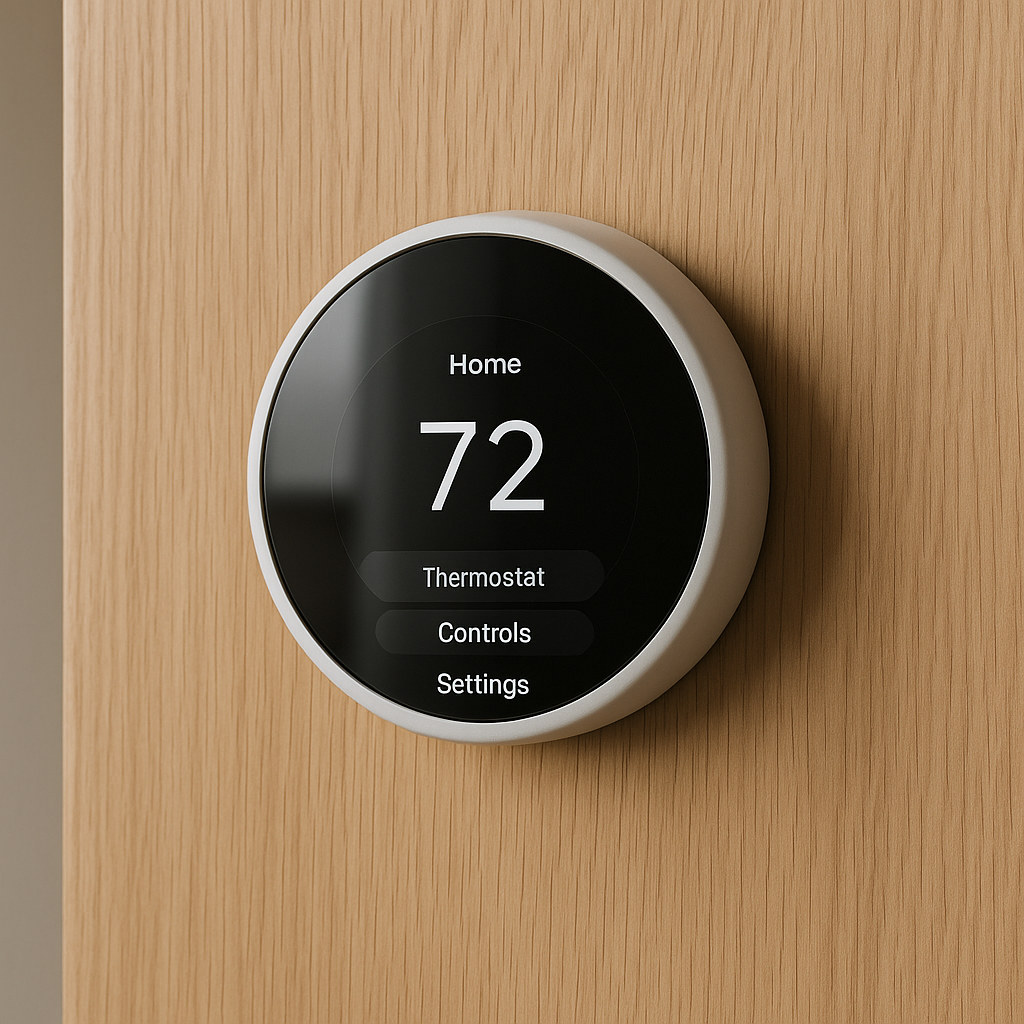 Smart thermostat upgrade in a resale home showing modern, move-in-ready features