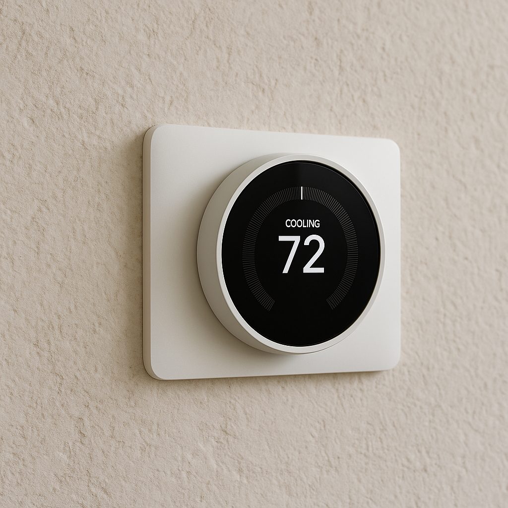 Close-up of a smart thermostat for efficient rental property systems