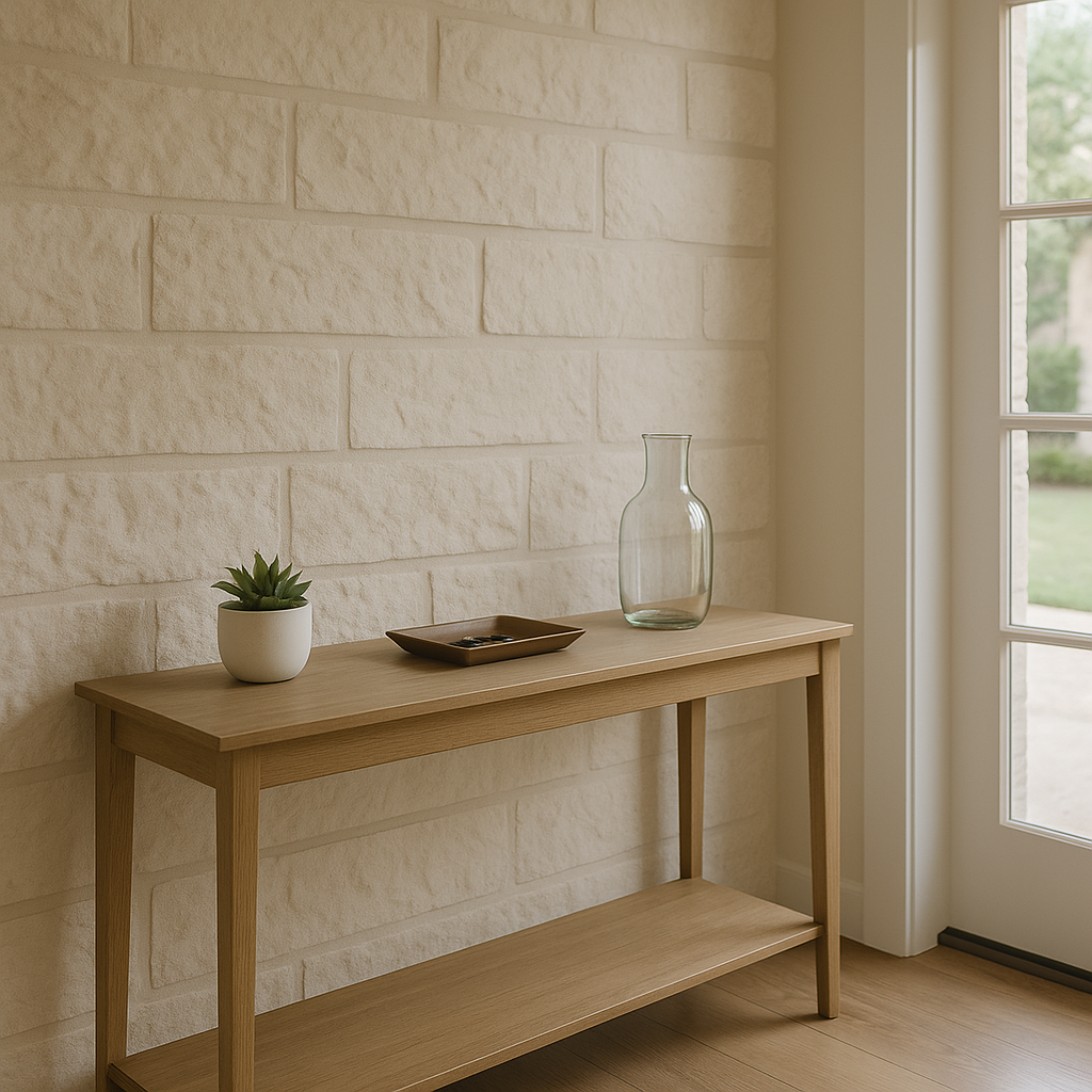 Bright, minimal entryway that feels calm, organized, and inviting to buyers