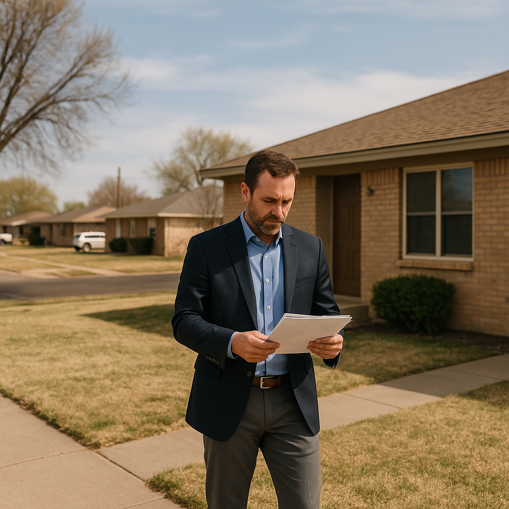 A happy family holding a “For Sale” sign in front of a new Texas home, illustrating how to buy a house before selling yours