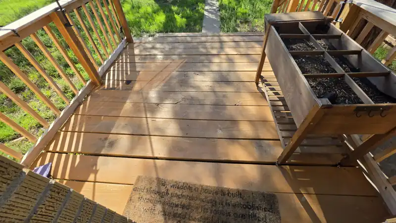 Rear wood deck photographed for the record